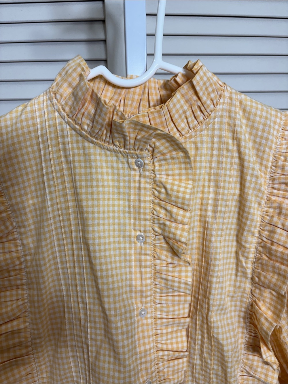 Emile et Ida Zolia Vichy blouse Ruffled 100% Cotton Medium - Picture 4 of 13